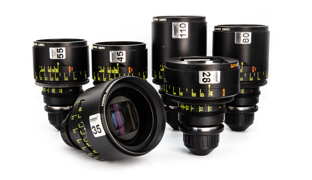 Collection of camera lenses arranged artistically