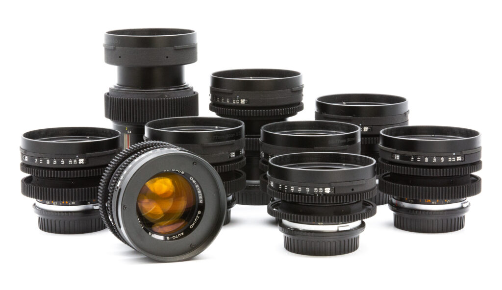 Collection of black camera lenses