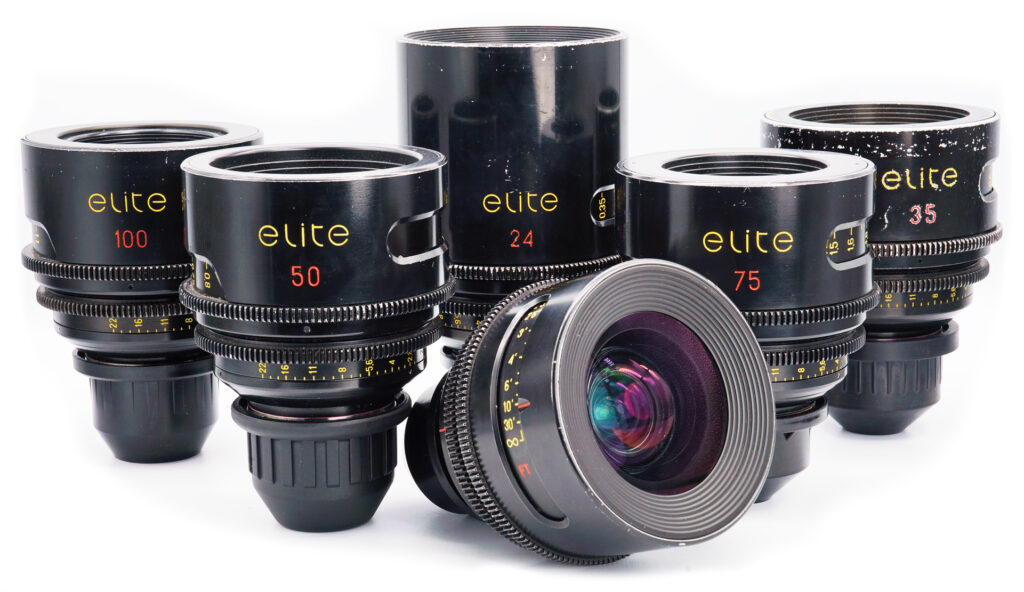 Collection of camera lenses arranged together