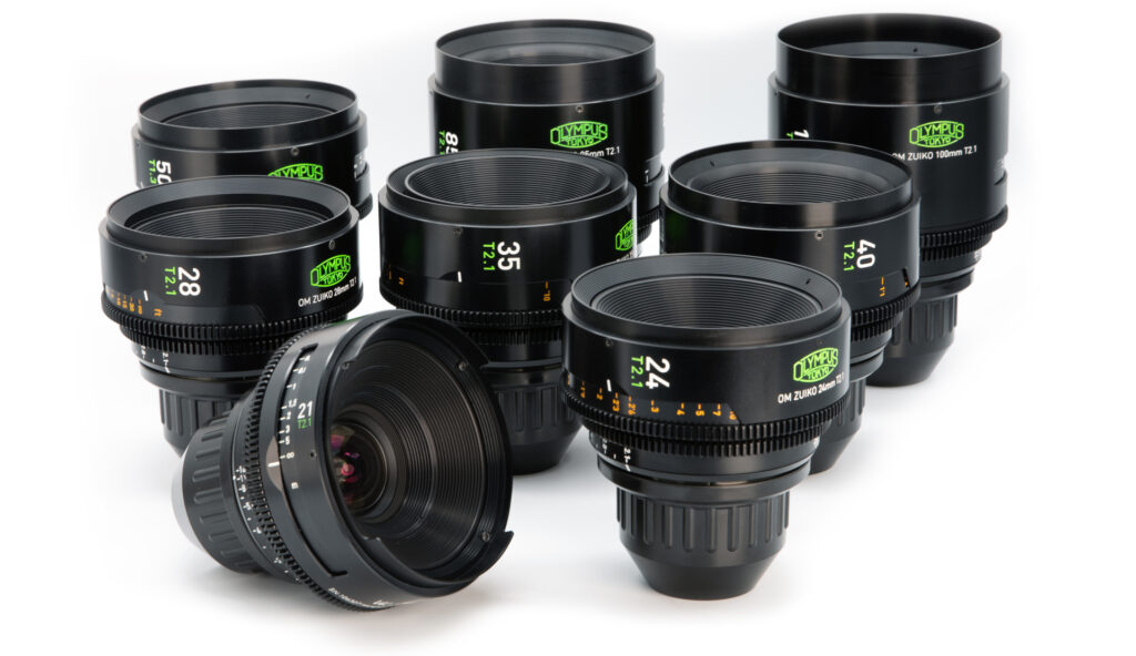 Collection of camera lenses arranged neatly