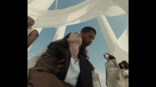 Wide lens shot of two people dancing