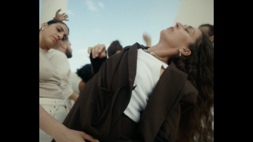 Wide lens shot of two people dancing