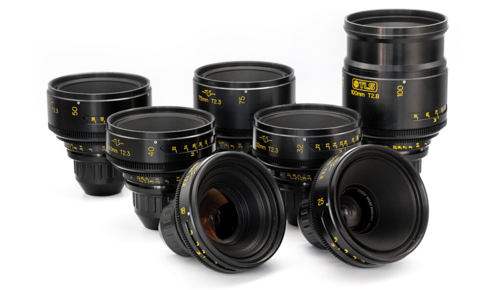 A photograph of the Cooke Speed Panchro S2 lens set, rehoused by TLS.