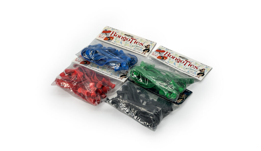 Colorful elastic ties in packages