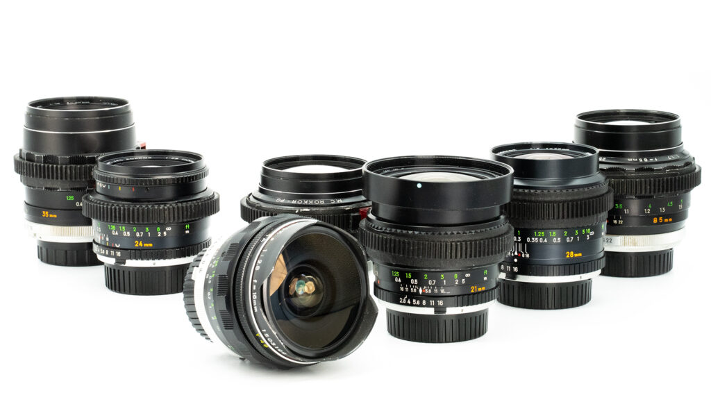 Collection of vintage camera lenses