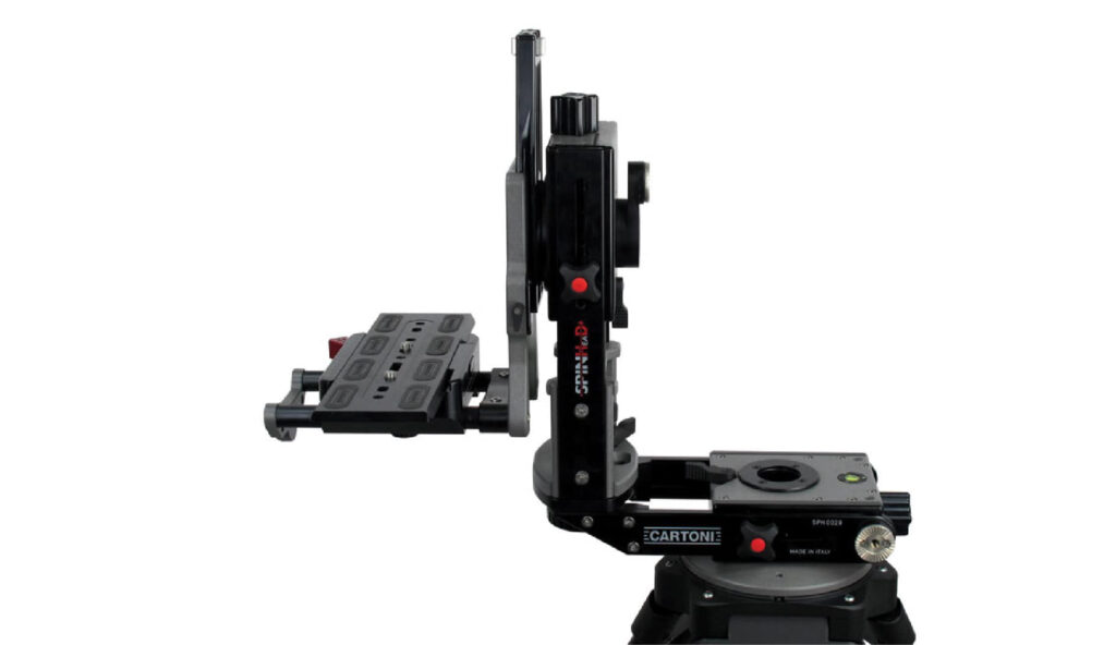 Cartoni Spinhead nodal two axis fluid head for precise 360° camera rotation and specialised SFX, product and studio camera movement setups.
