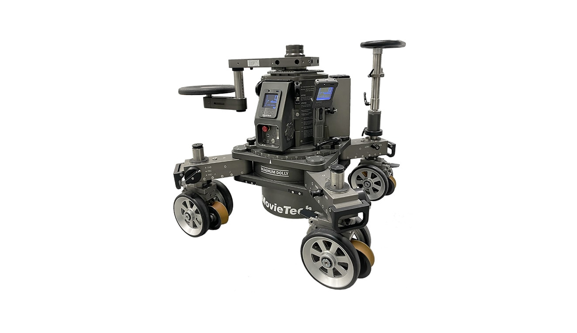 MovieTech Magnum Dolly professional camera dolly for smooth tracking shots and controlled camera movement in film, TV and commercial productions.