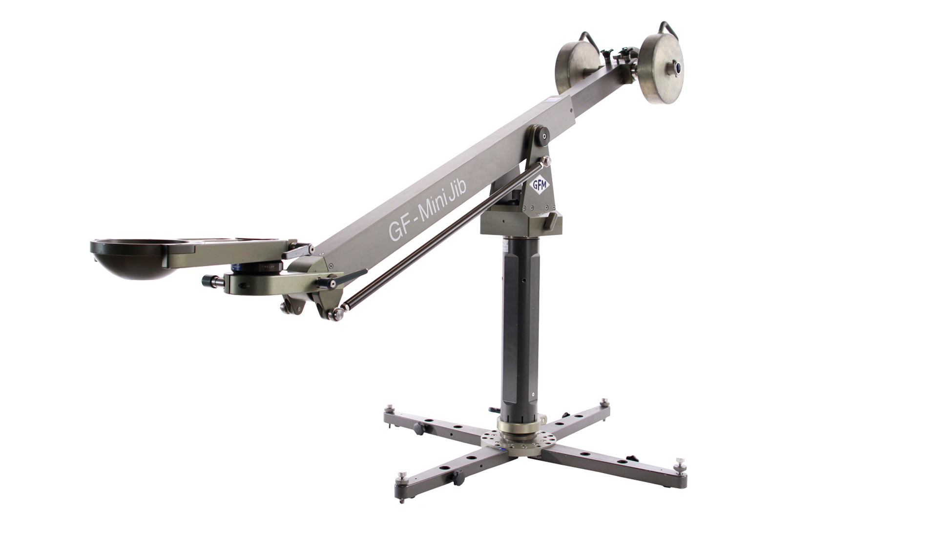 GFM GF Mini Jib for smooth and controlled camera movement in studio, grip and lightweight crane setups for film and commercial productions.