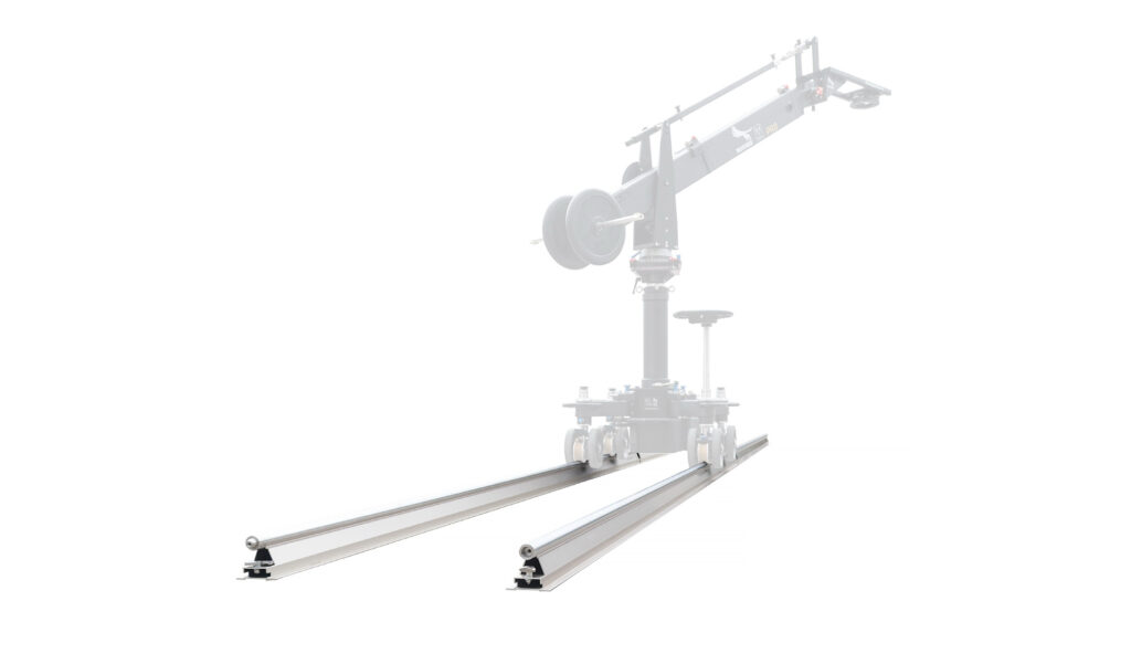 PANTHER Mono Track Panther Mono Track with camera dolly and jib arm for smooth tracking shots and precise camera movement in film and commercial productions.