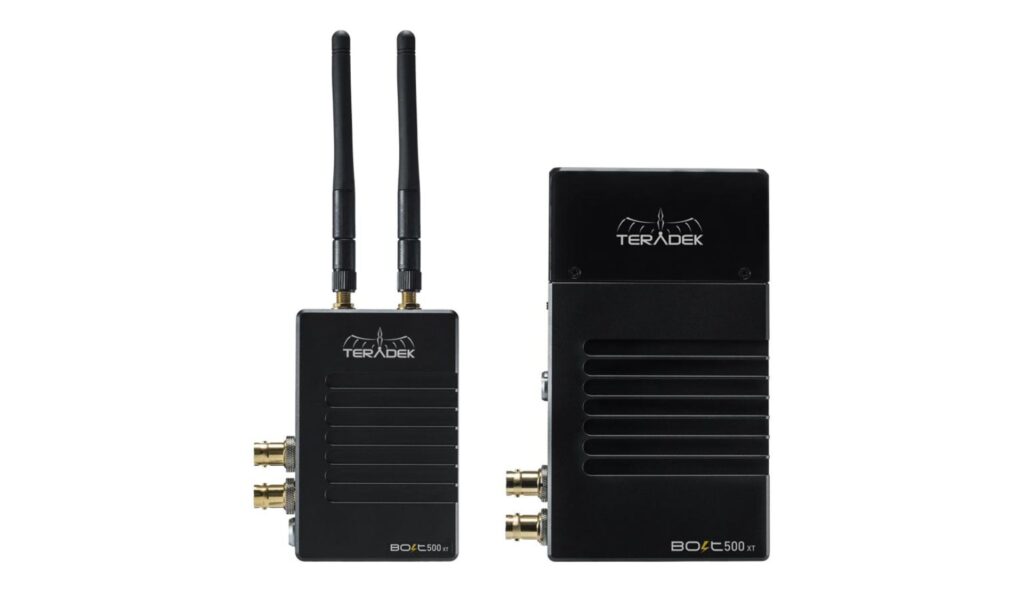 Teradek Bolt XT 500 RX TX wireless video transmitter and receiver set for professional on set monitoring, focus monitors and video village workflows.