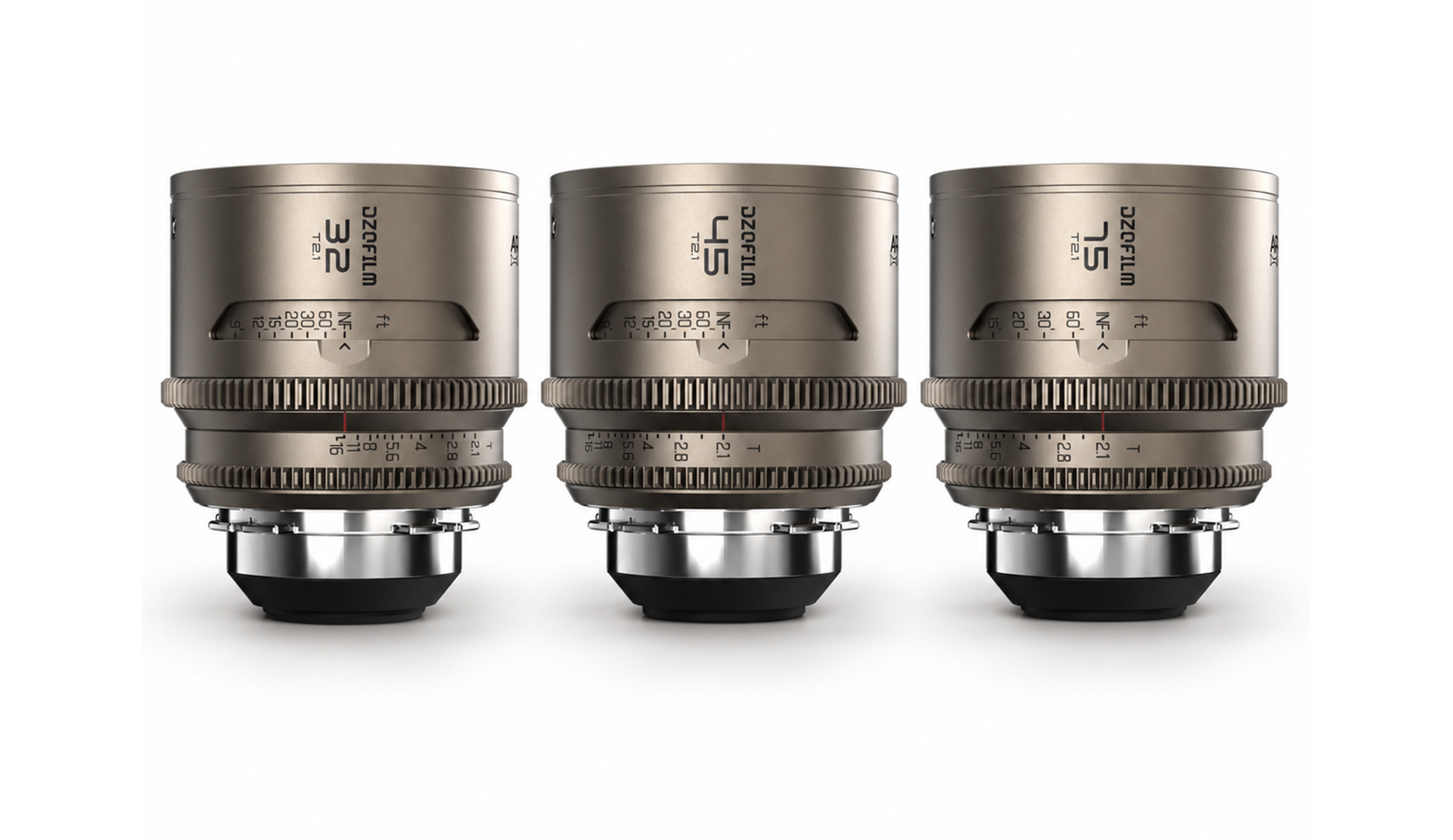 DZO Arcana 1,5x DZOFILM ARCANA 1.5X Full Frame anamorphic cinema lens set featuring 32mm, 45mm and 75mm T2.1 PL Mount lenses at RGB Rental Berlin.